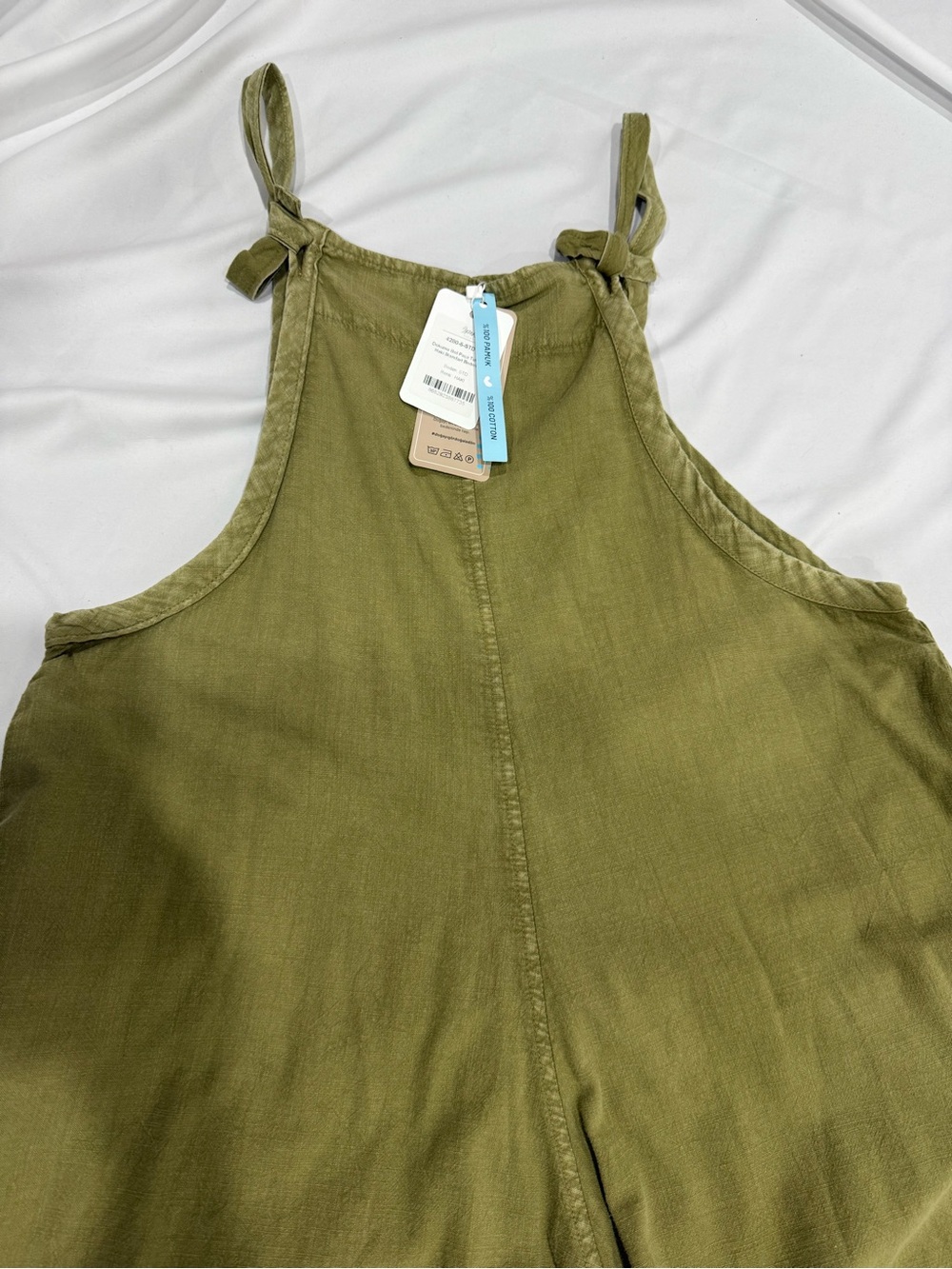 Omeksi Otantik Olive Green Wide Leg Jumpsuit One Size Boho Resort - Picture 2 of 8